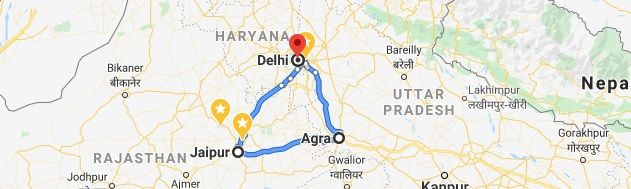 Delhi Agra Jaipur Map 